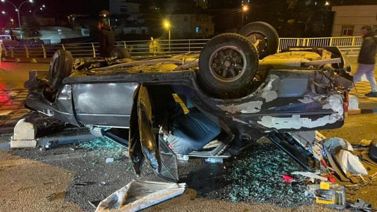 Hurdaya dönen araçtan burnu kanamadan çıktı